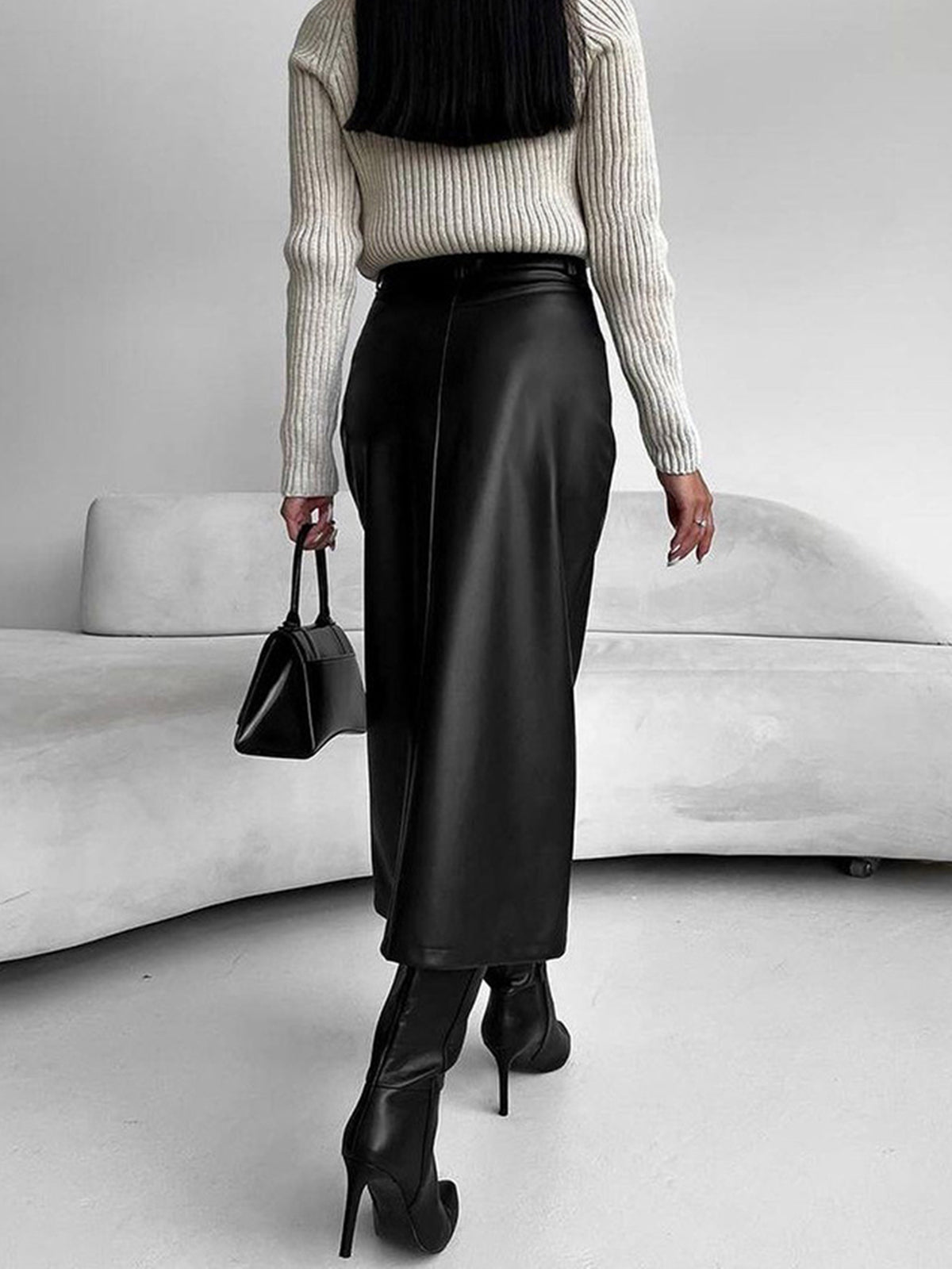 Damen Midi-Rock Elegantes Design Schlitz