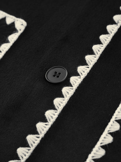 Damen Cape-Mantel mit Schal und Fransen