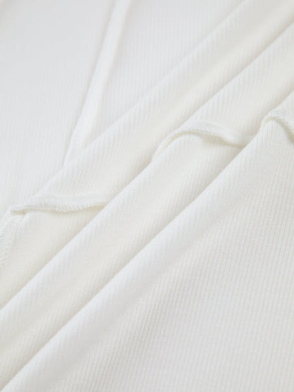 Damen Langarmshirt Enganliegend Baumwolle Weiß