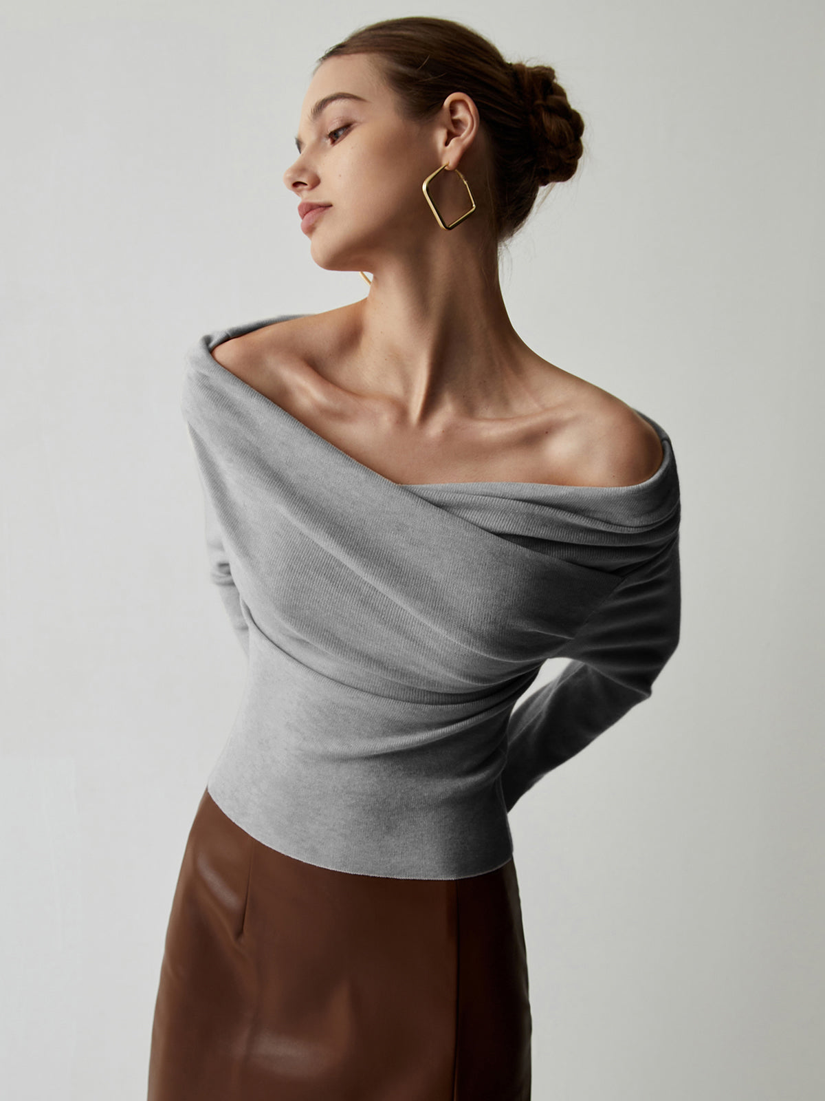 Damen Off-Shoulder Stricktop Feminin Rosa