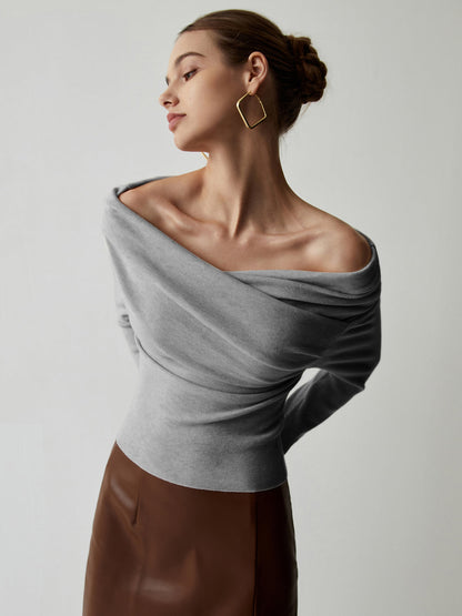 Damen Off-Shoulder Stricktop Feminin Rosa