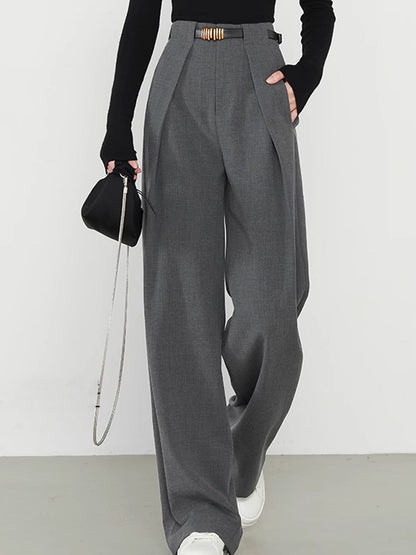 Damen Wide-Leg Hose Hochwerder Moderner City-Stil