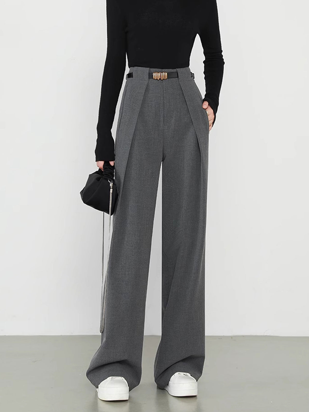 Damen Wide-Leg Hose Hochwerder Moderner City-Stil - Norvielle