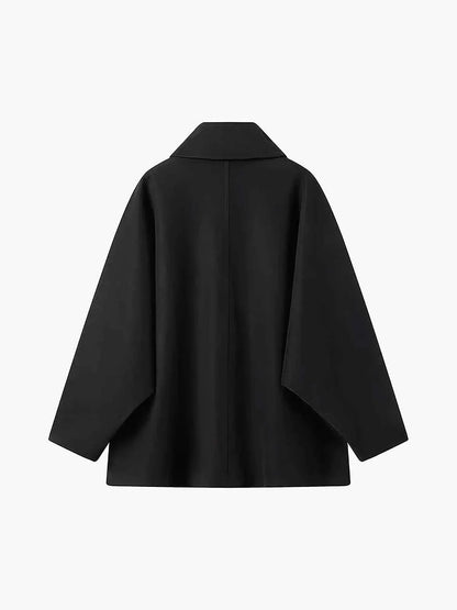Damen Oversize Wintermantel Reverskragen Asymmetrisch