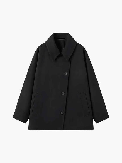 Damen Oversize Wintermantel Reverskragen Asymmetrisch