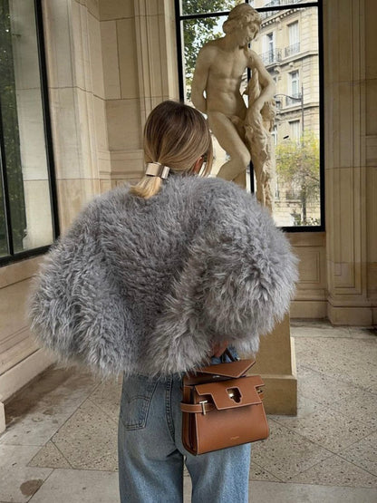 Eleganter Damen Kurzmantel Fausse Fourrure