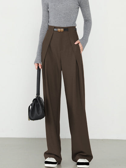 Damen Wide-Leg Hose Hochwerder Moderner City-Stil