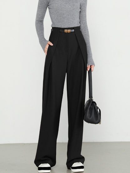 Damen Wide-Leg Hose Hochwerder Moderner City-Stil