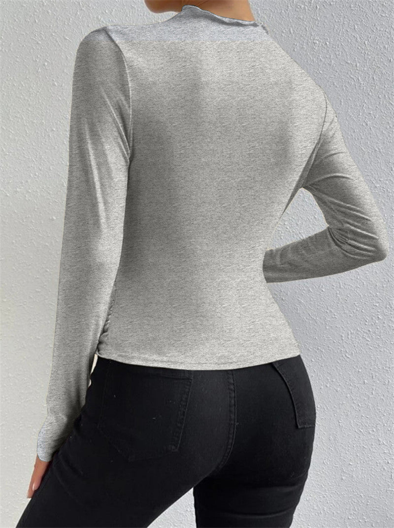 Damen Langarmshirt Raffung
