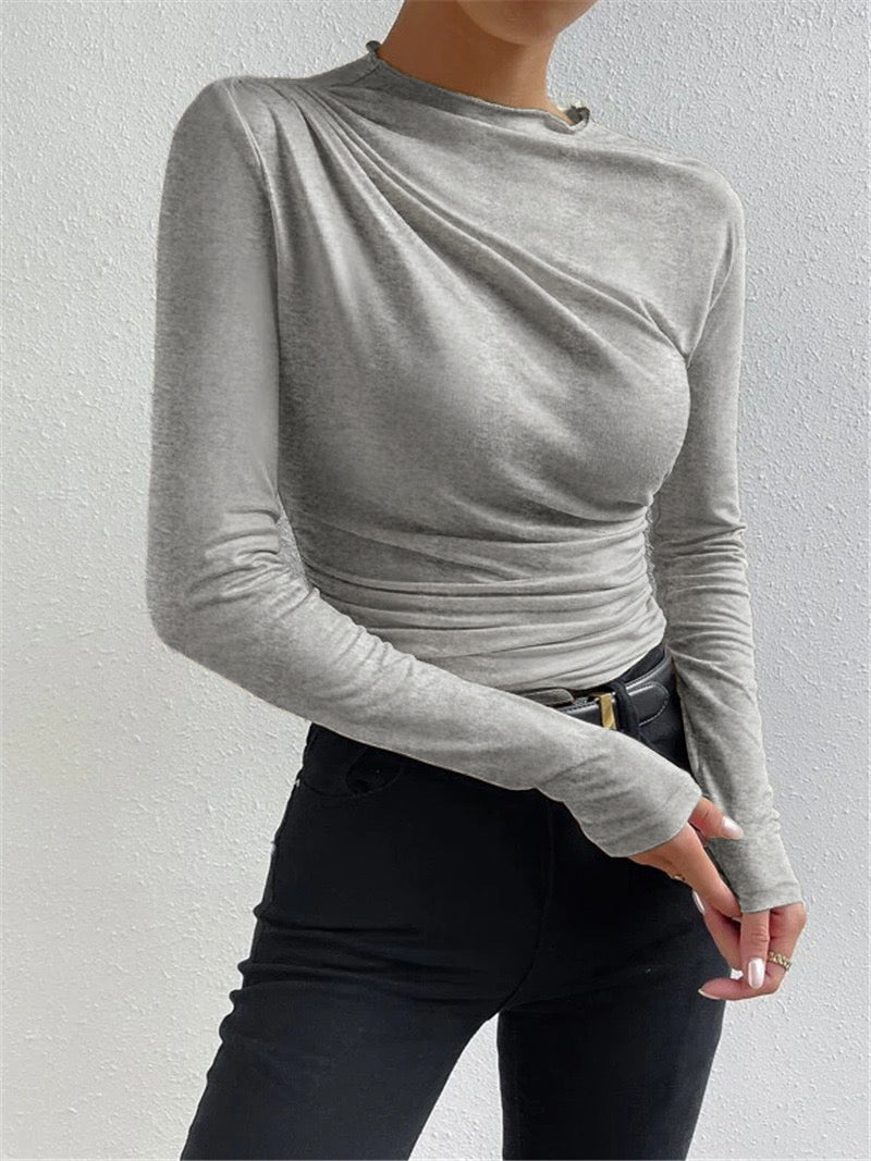 Damen Langarmshirt Raffung