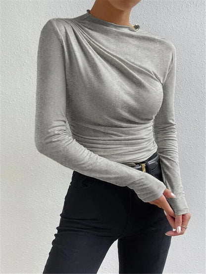 Damen Langarmshirt Raffung