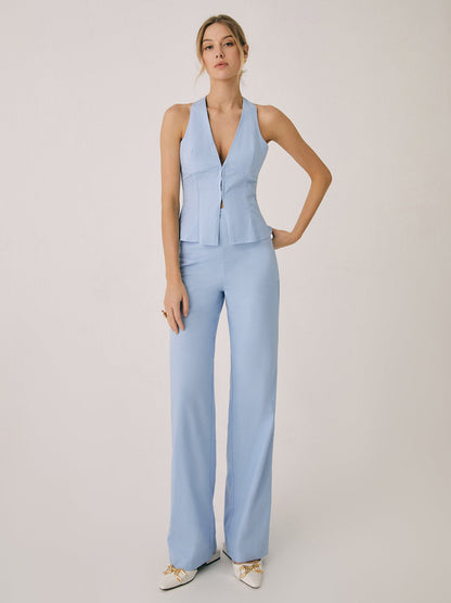 Norvielle Damen Baumwollweste mit geraden Beinhosen Set - Norvielle