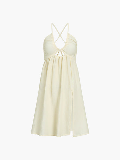 Hadley Damen Midi-Kleid Cut-Out Spaghettiträger Hoher Schlitz
