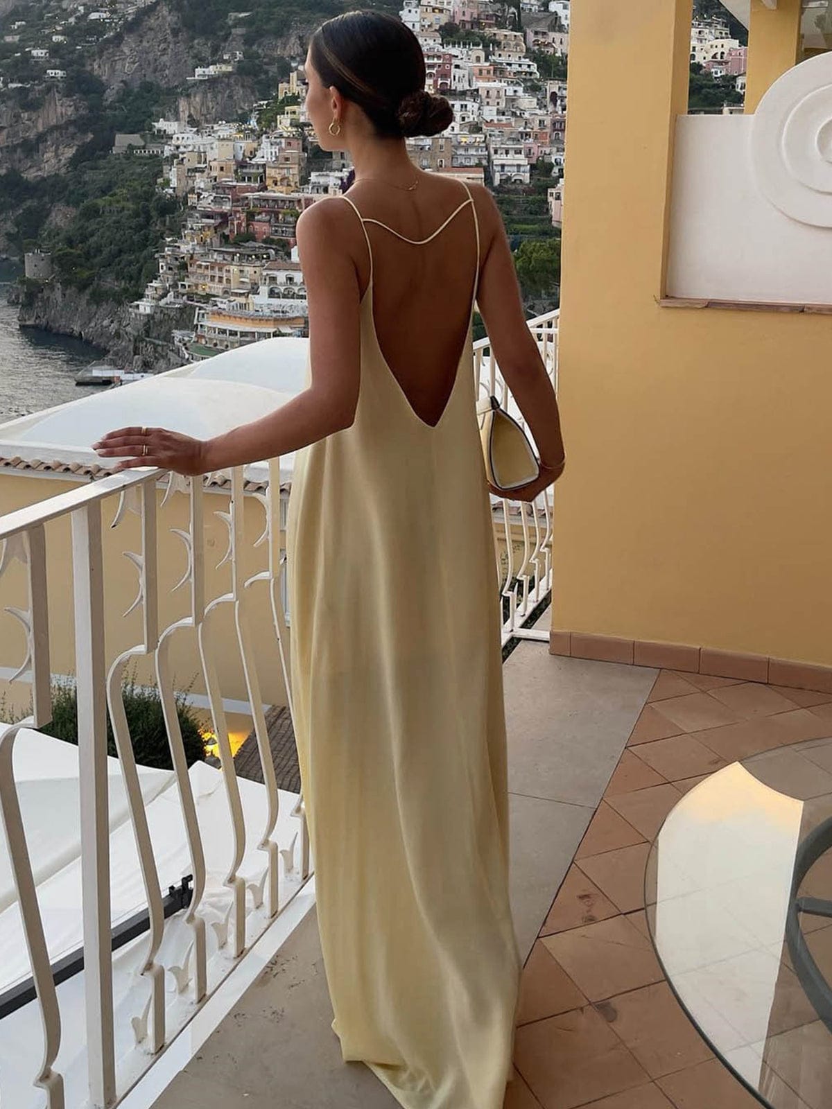 Damen Slipkleid Tiefem Rückenausschnitt Elegantes Abendkleid