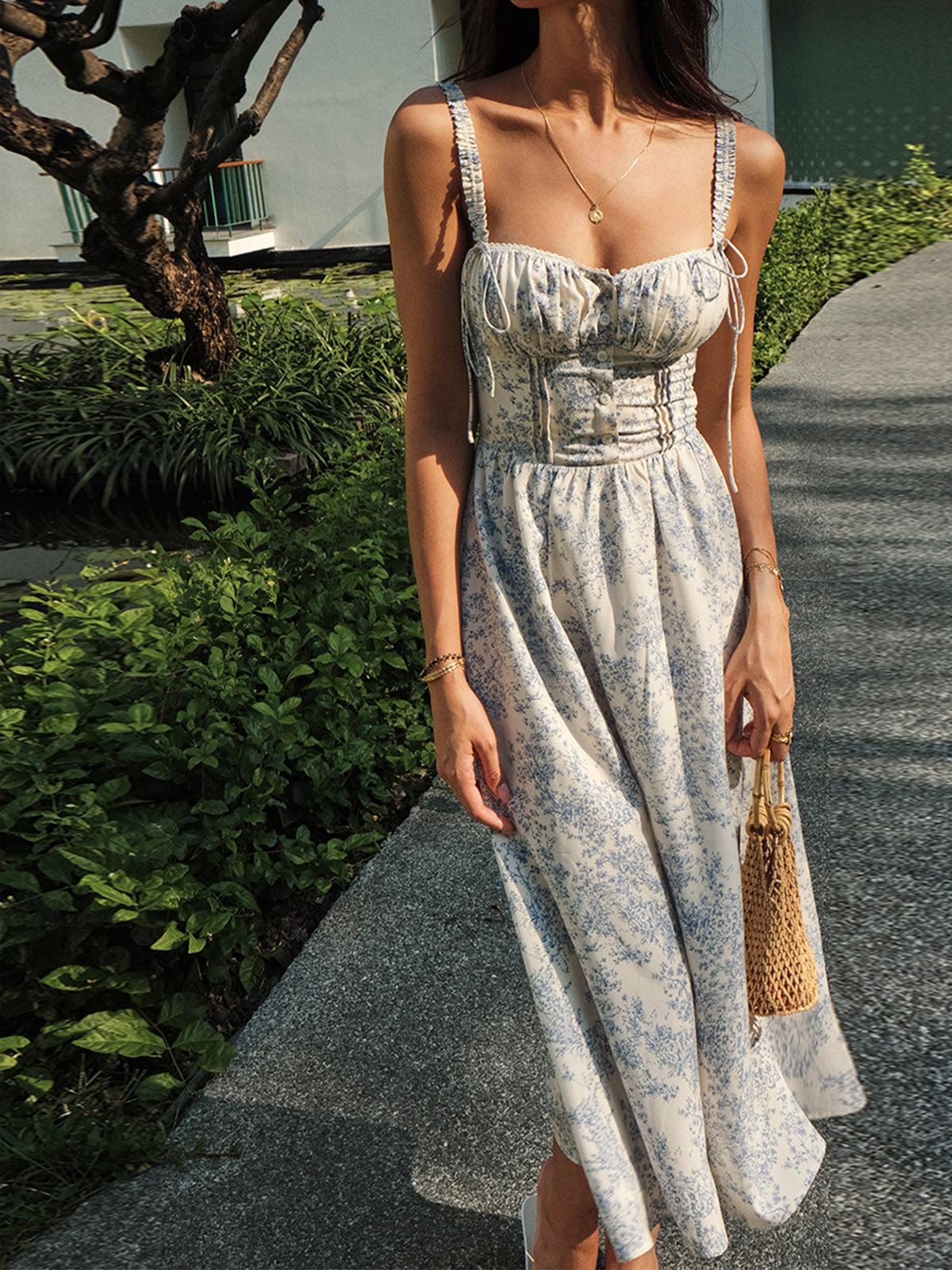 Norvielle Damen Midi Kleid Blumenmuster