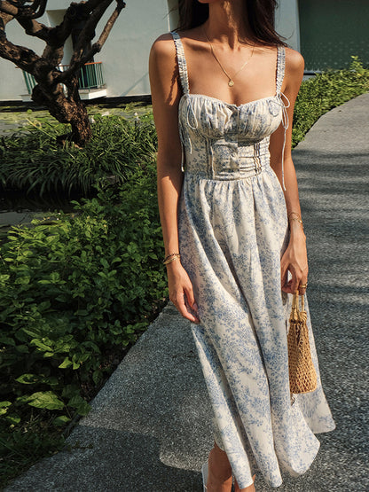 Norvielle Damen Midi Kleid Blumenmuster