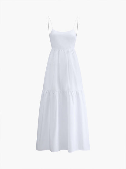 Damen Maxikleid Rosa Spaghetti-Träger Leicht