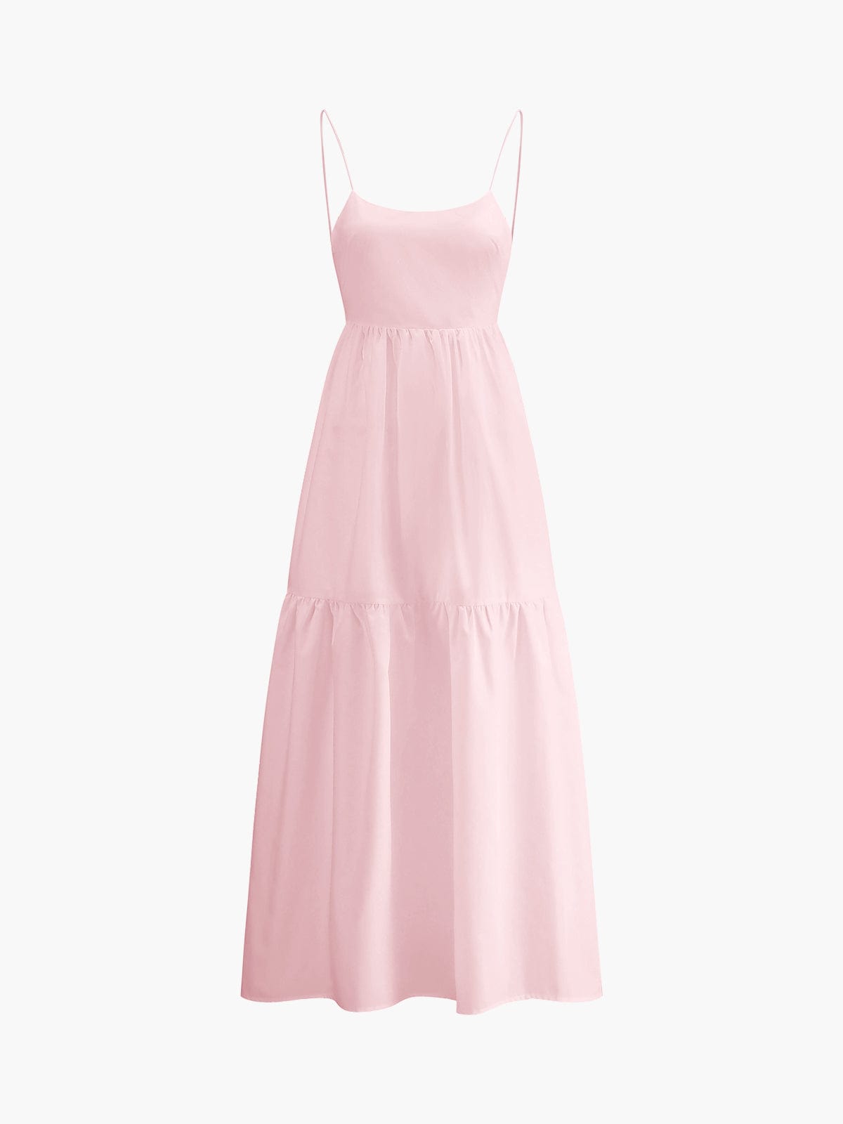 Damen Maxikleid Rosa Spaghetti-Träger Leicht