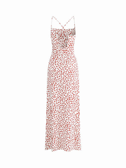 Damen Blumenkleid Spaghettiträger Leicht Romantisch