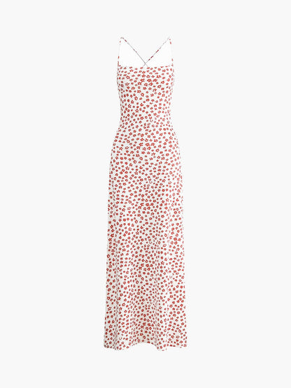 Damen Blumenkleid Spaghettiträger Leicht Romantisch