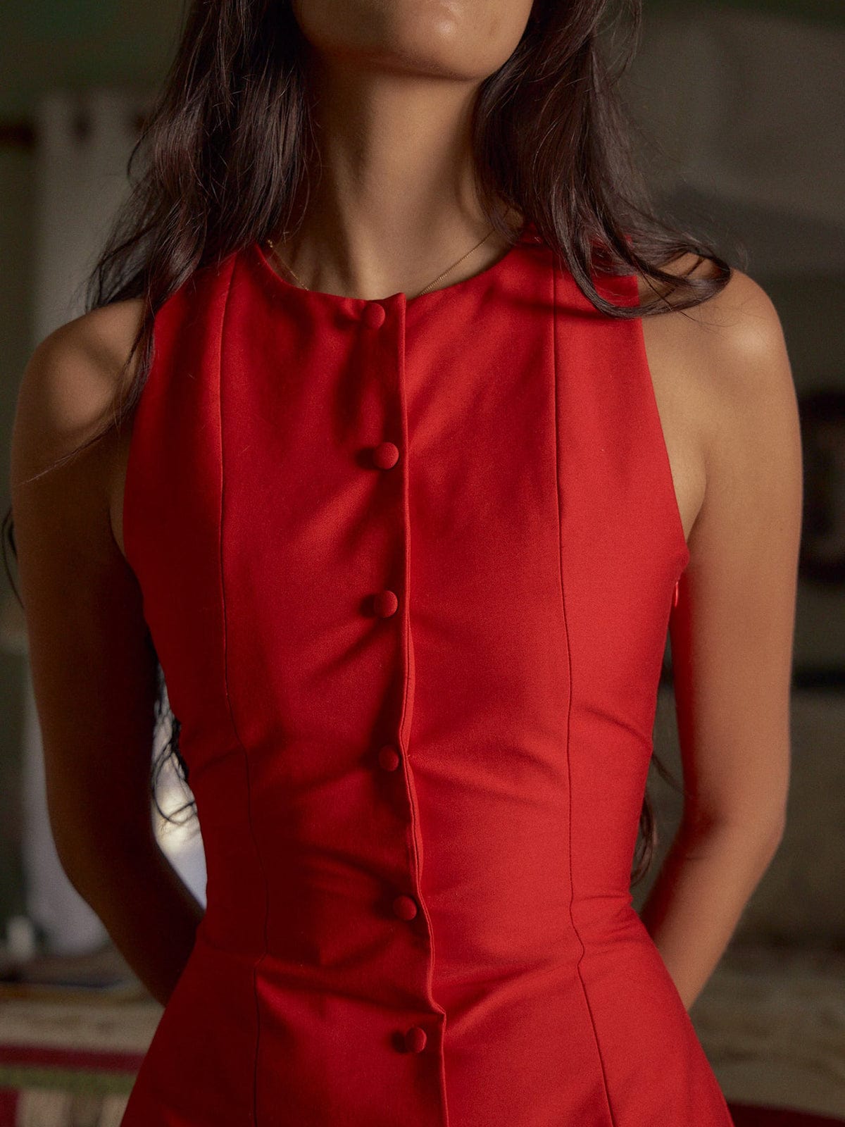 Elegantes Damen Ärmelloses Baumwollkleid