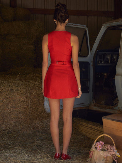 Elegantes Damen Ärmelloses Baumwollkleid