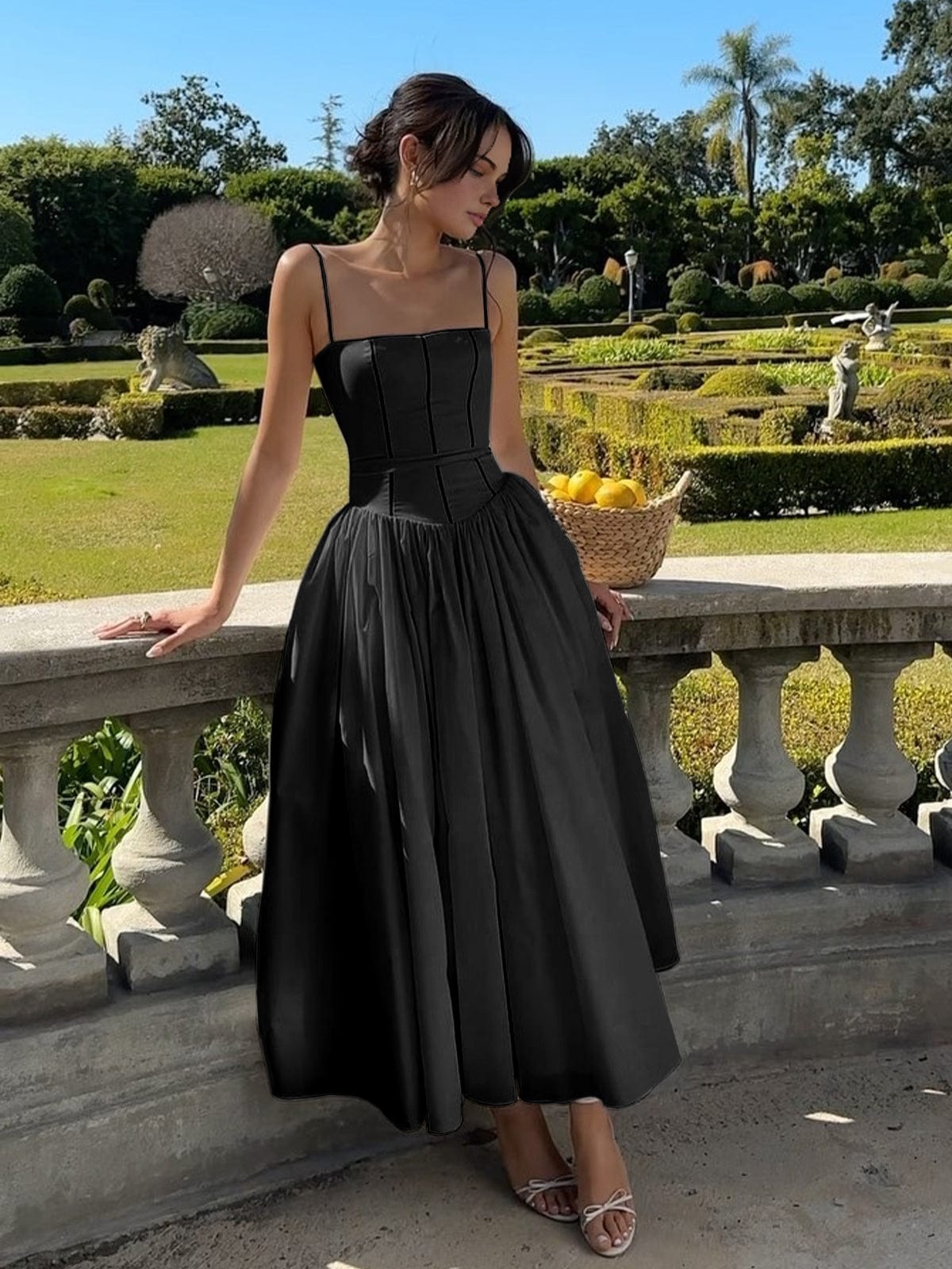 Damen Midi Kleid Hochzeitsgäste Korsett