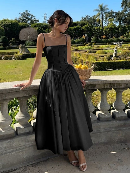 Damen Midi Kleid Hochzeitsgäste Korsett