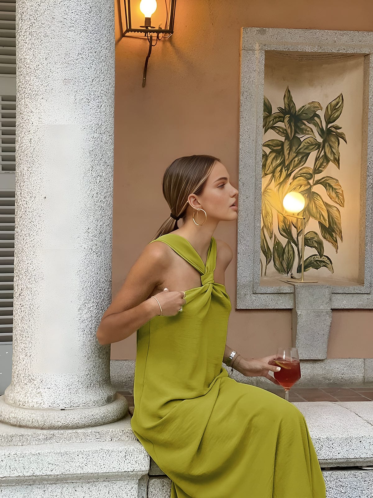 Damen Haltermaxi-Kleid Elegant Lang
