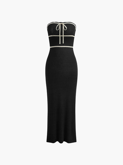 Damen Bouclé-Kleid Schulterfrei Creme