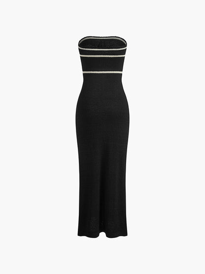 Damen Bouclé-Kleid Schulterfrei Creme