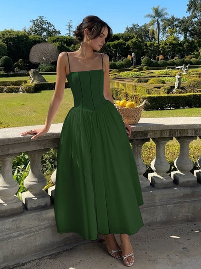 Damen Midi Kleid Hochzeitsgäste Korsett