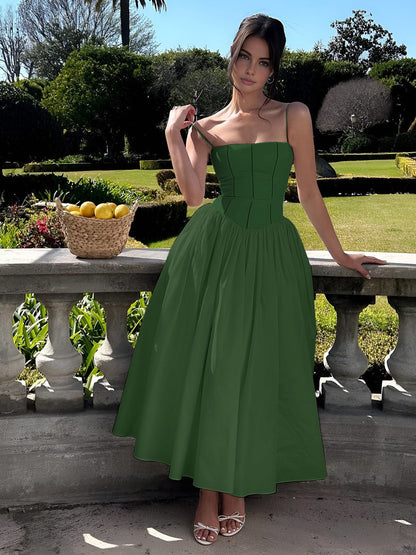 Damen Midikleid mit Spaghettiträgern Elegantes Design
