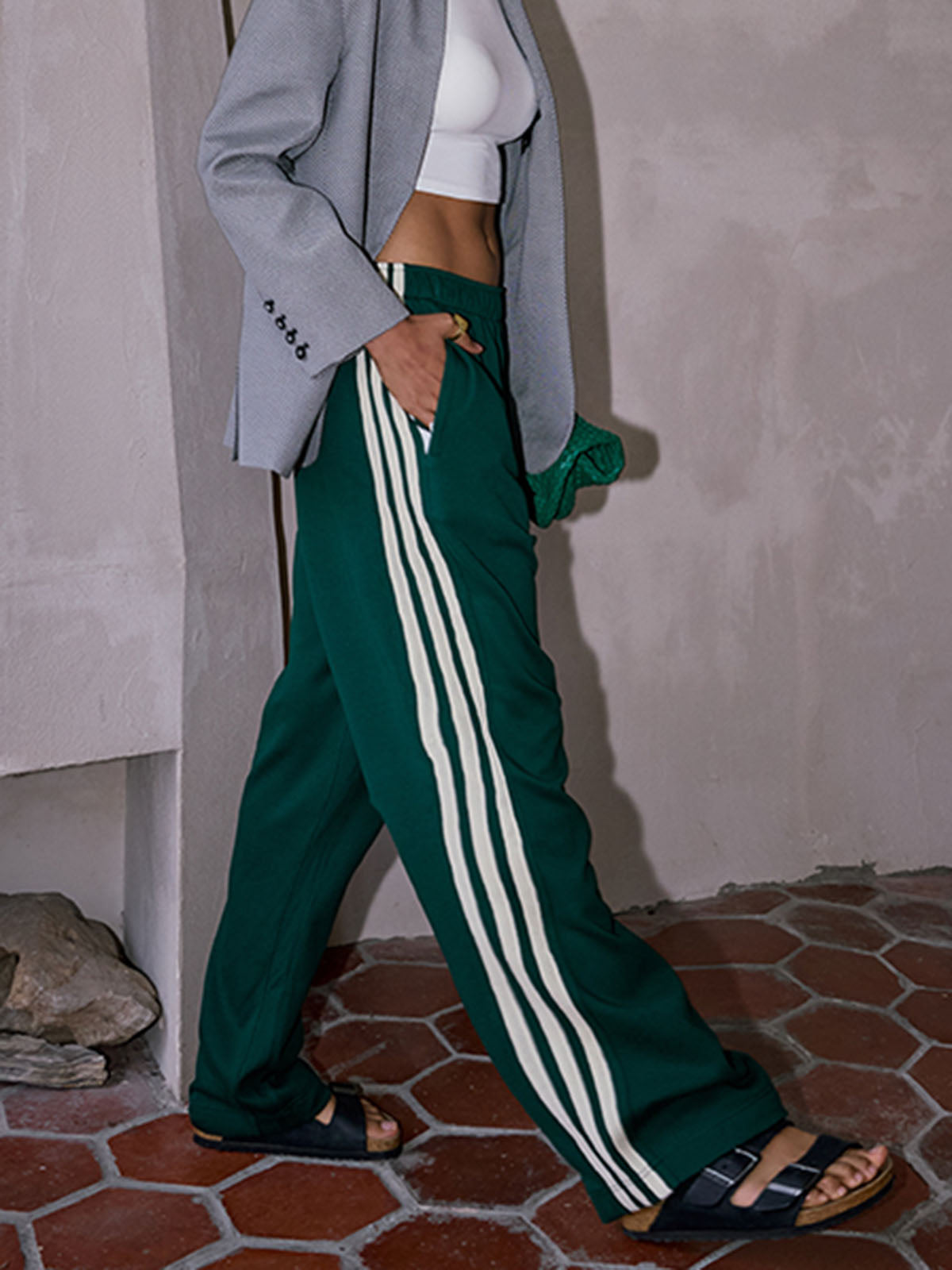 Damen Hochtaillen-Hose Gerade Linien Schwarz - Norvielle