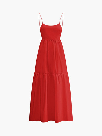 Damen Maxikleid Rosa Spaghetti-Träger Leicht