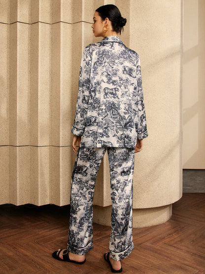 Damen Pyjama Zweiteiler Seide Ähnlich Trendig