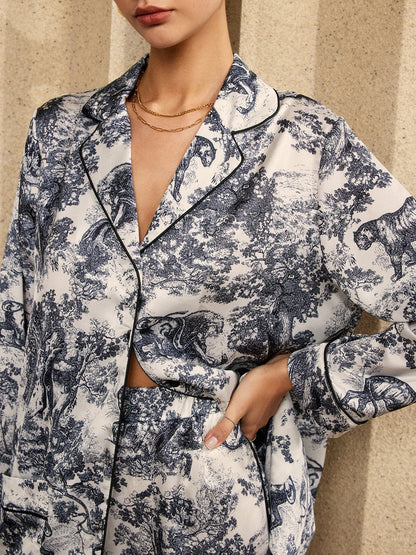 Damen Pyjama Zweiteiler Seide Ähnlich Trendig