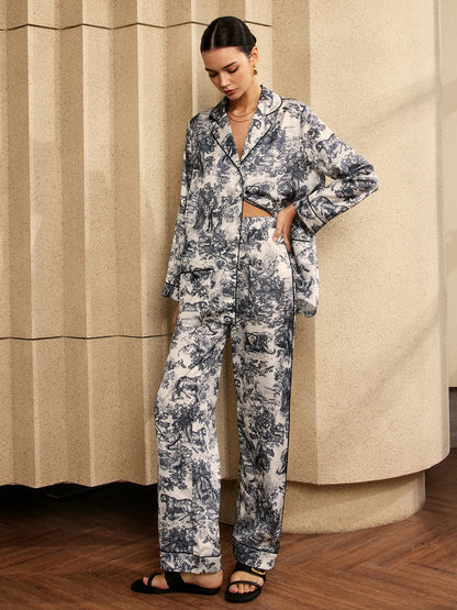 Damen Pyjama Zweiteiler Seide Ähnlich Trendig