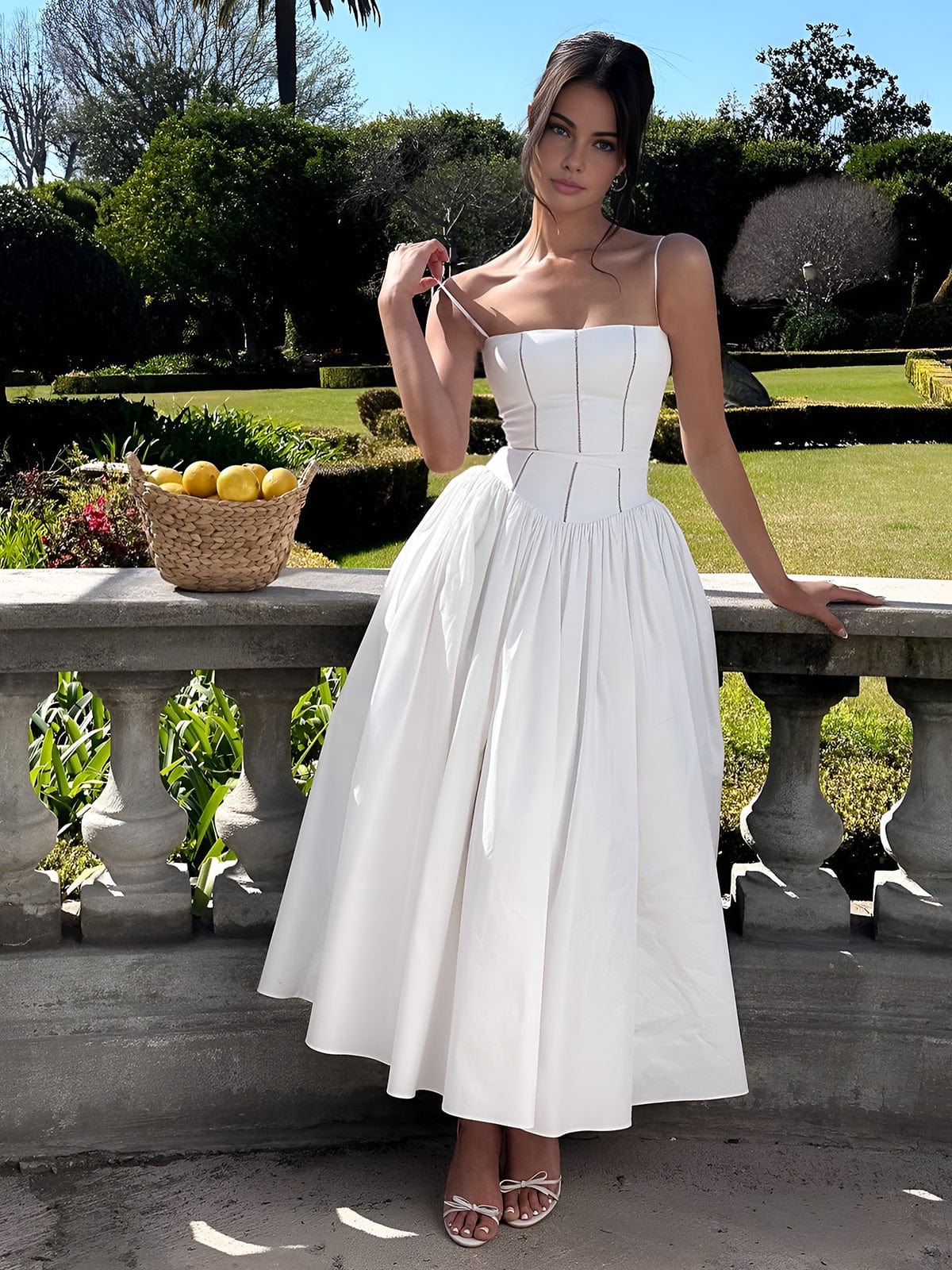Damen Midi Kleid Hochzeitsgäste Korsett