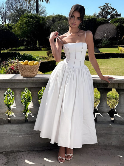 Damen Midi Kleid Hochzeitsgäste Korsett