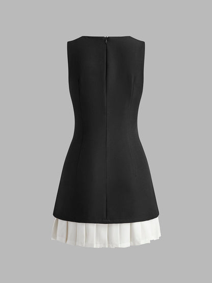 Elegantes Damen Midikleid Ärmellos Plissee-Design