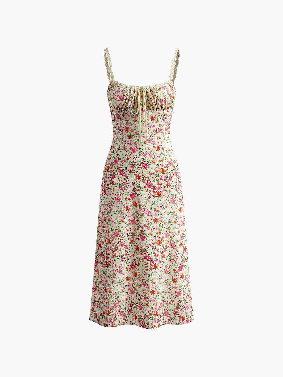 Damen Blumenkleid Vintage-Stil Rosa