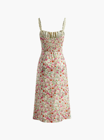 Damen Blumenkleid Vintage-Stil Rosa
