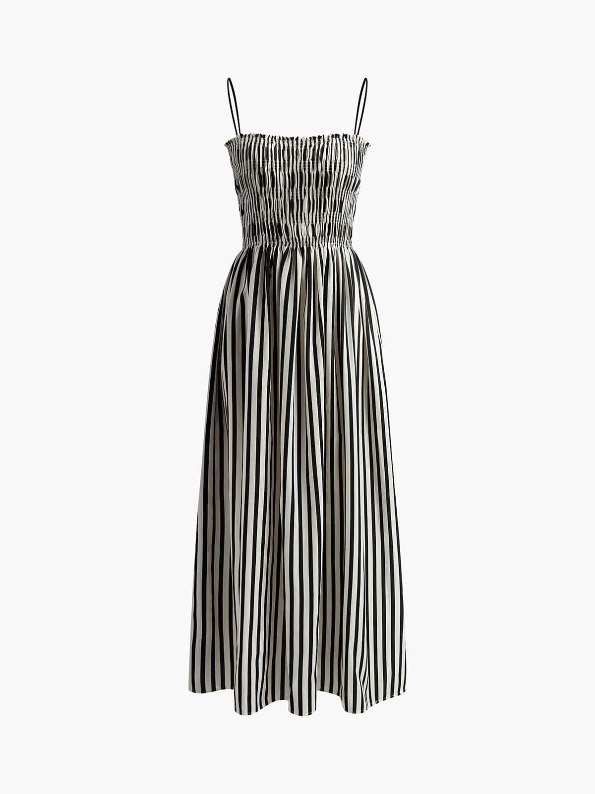 Damen Sommerkleid Streifenmuster Rüschen Oberteil