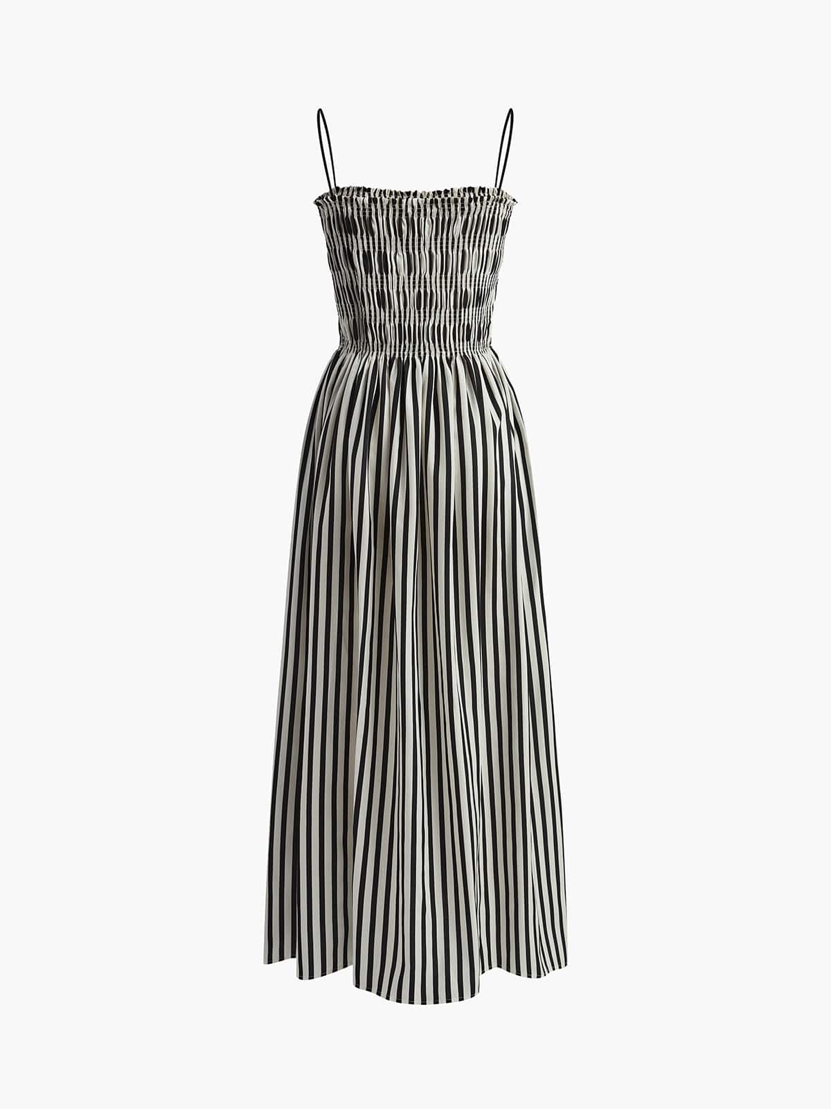 Damen Sommerkleid Streifenmuster Smock-