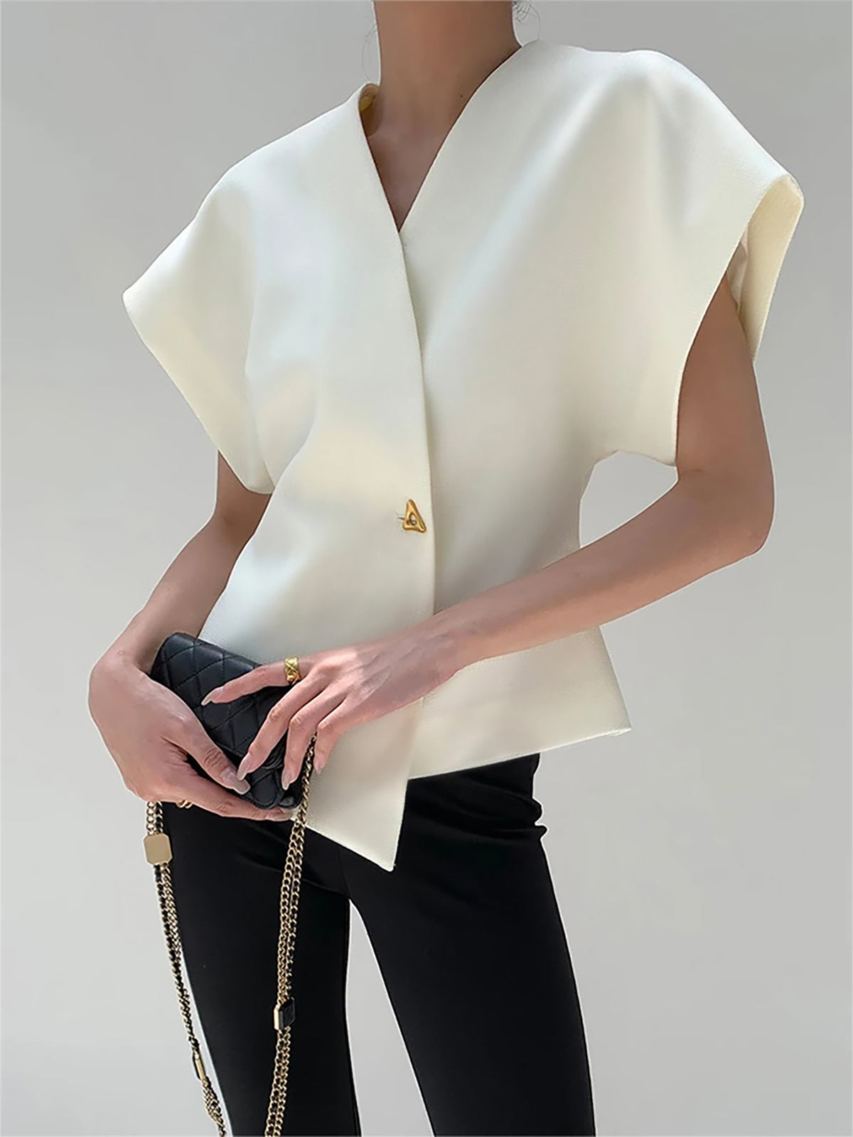 Damen Bluse V-Ausschnitt Knopfleiste Leicht - Norvielle