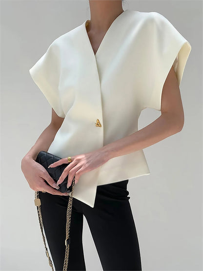 Damen Bluse V-Ausschnitt Knopfleiste Leicht - Norvielle