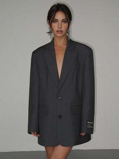 Damen Oversized Blazer Klassisch Relaxed Fit