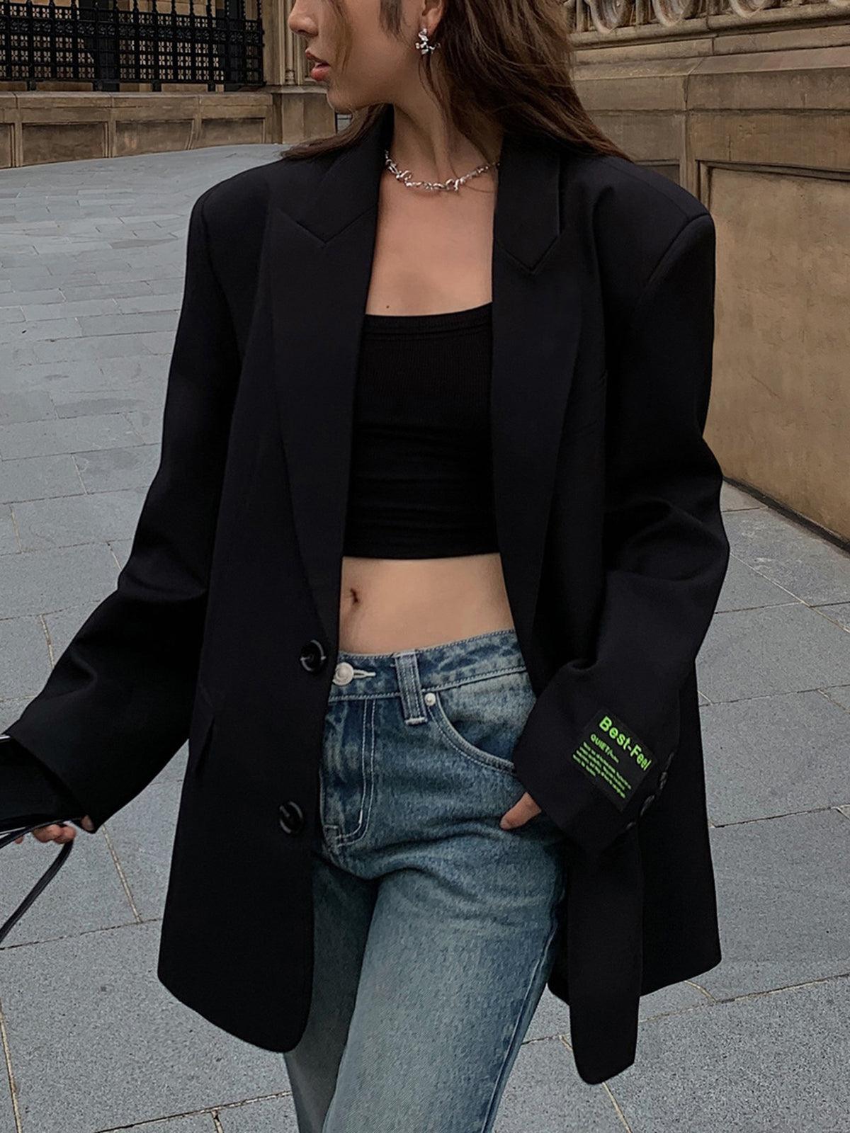 Damen Oversized Blazer Klassisch Relaxed Fit
