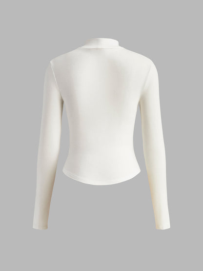 Damen Slim Fit T-Shirt Klassisch Baumwolle Weiß